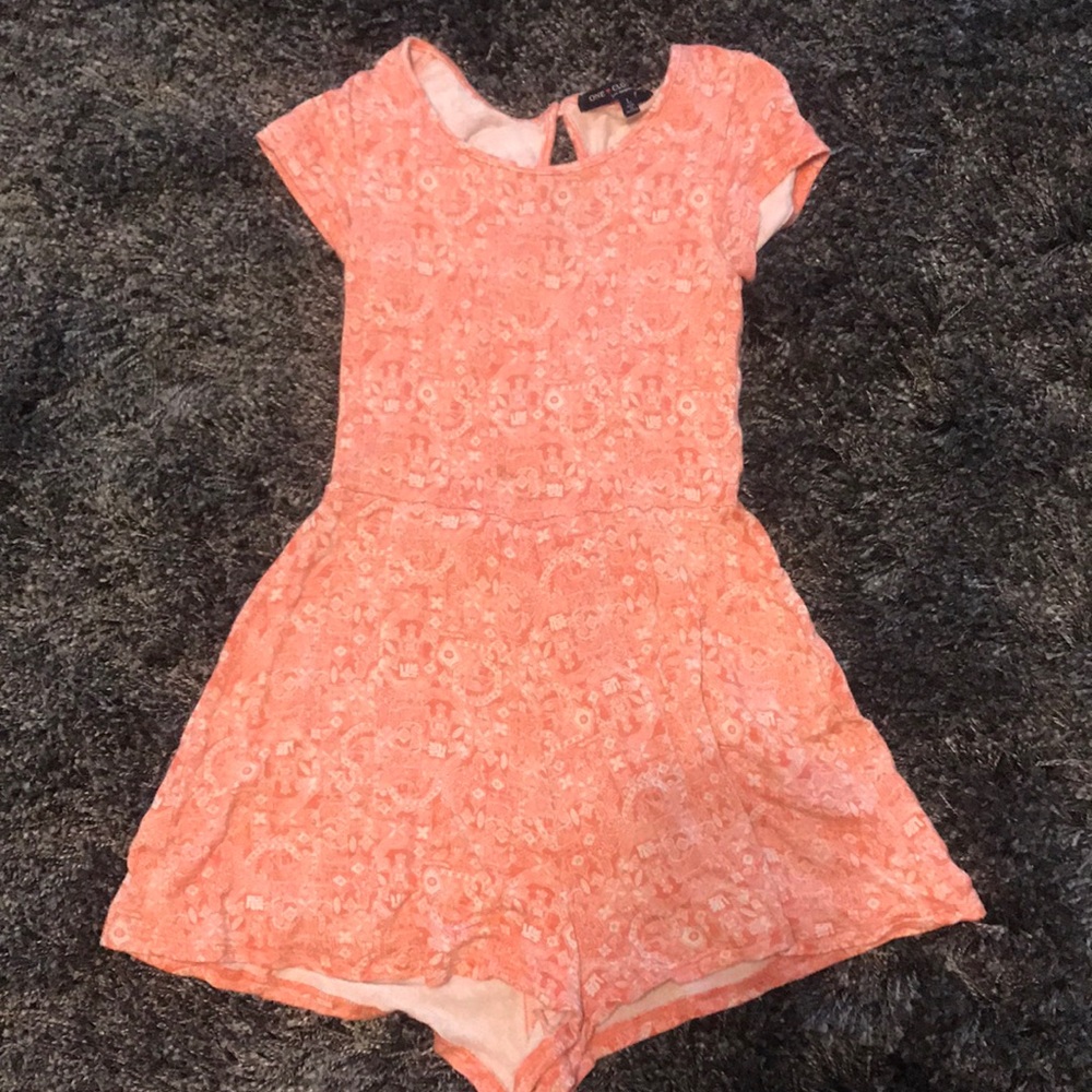 Pink and white patterned jumpsuit